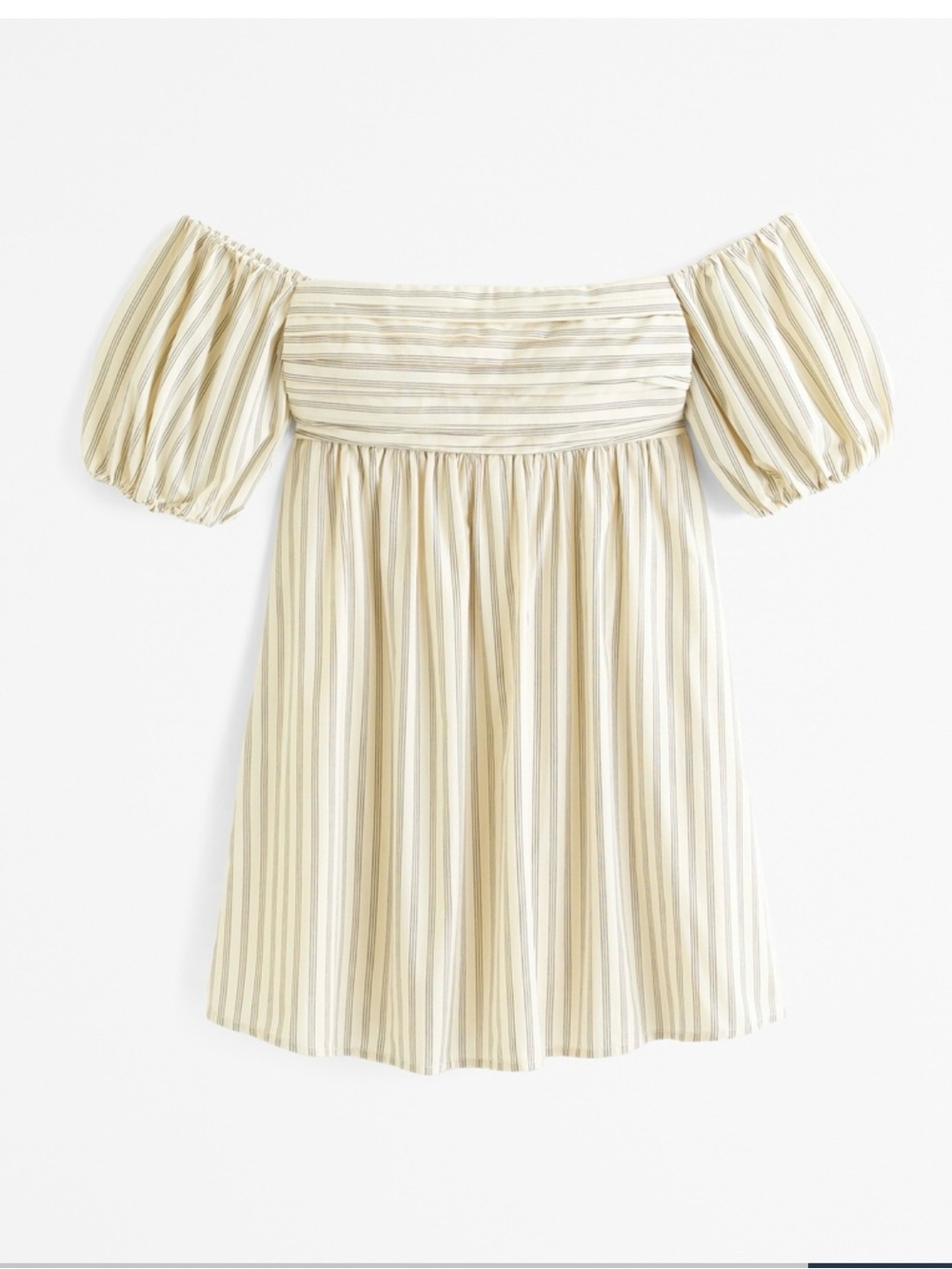 Abercrombie & Fitch Cream and Black Striped Off-Shoulder Mini Dress